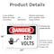 Signmission 120 Volts Danger Sign, Plastic, 24in W x 18in L, 2PK OS-2PACK-DS-P-1824-L-1003 - alternate 7